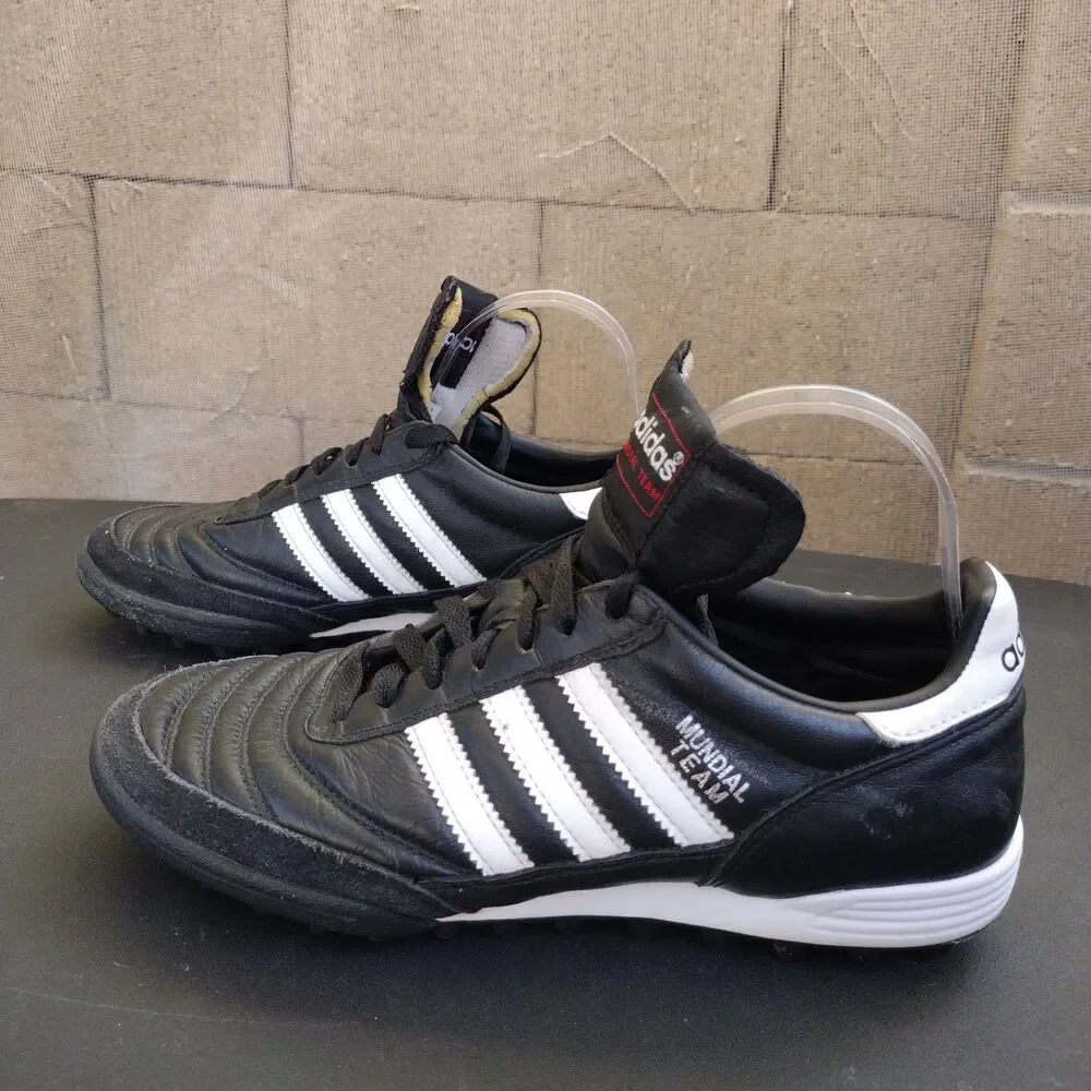 Adidas Mundial Team Shoes Mens Size 7 Black Leather Turf Soccer Cleats Sneakers